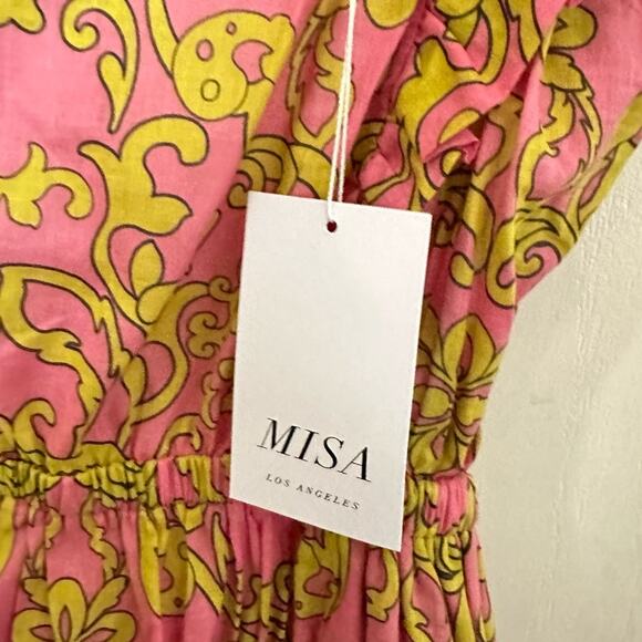 Misa Dress Libra Ruffled Midi Tiered Pink In Flora Splendido Size Large NWT - Picture 6 of 6